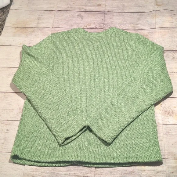 L.L. Bean Women's Green Knit Cotton Button Front Cardigan Size M - Picture 5 of 10